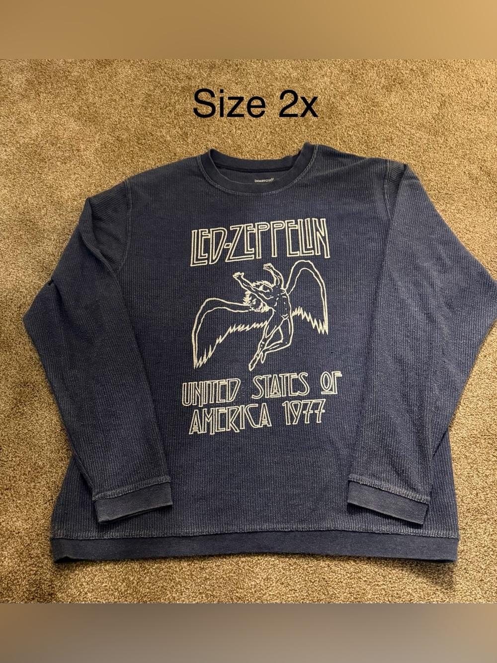 Led Zeppelin Graphic Long-Sleeve Sweatshirt - Navy - Size 2X